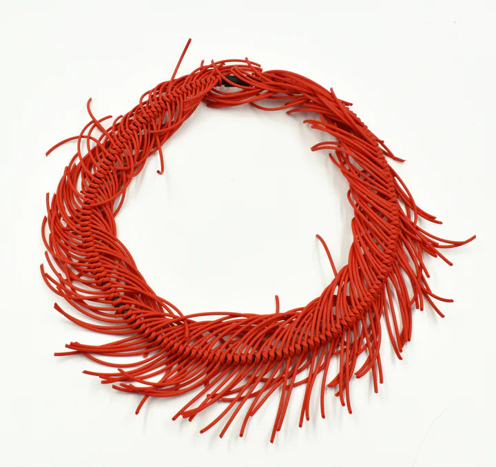Christina Brampti Fringe Necklace - Red