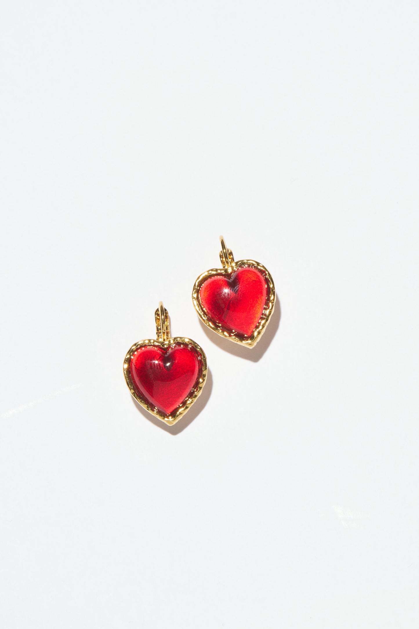 Philippe Ferrandis Lever Back Heart Earrings - Red