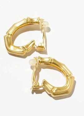 Philippe Ferrandis Bambou Clip Earrings - Gold