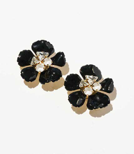 Philippe Ferrandis Blossom Clip Earrings - Black