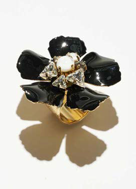 Philippe Ferrandis Blossom Adjustable Ring - Black L