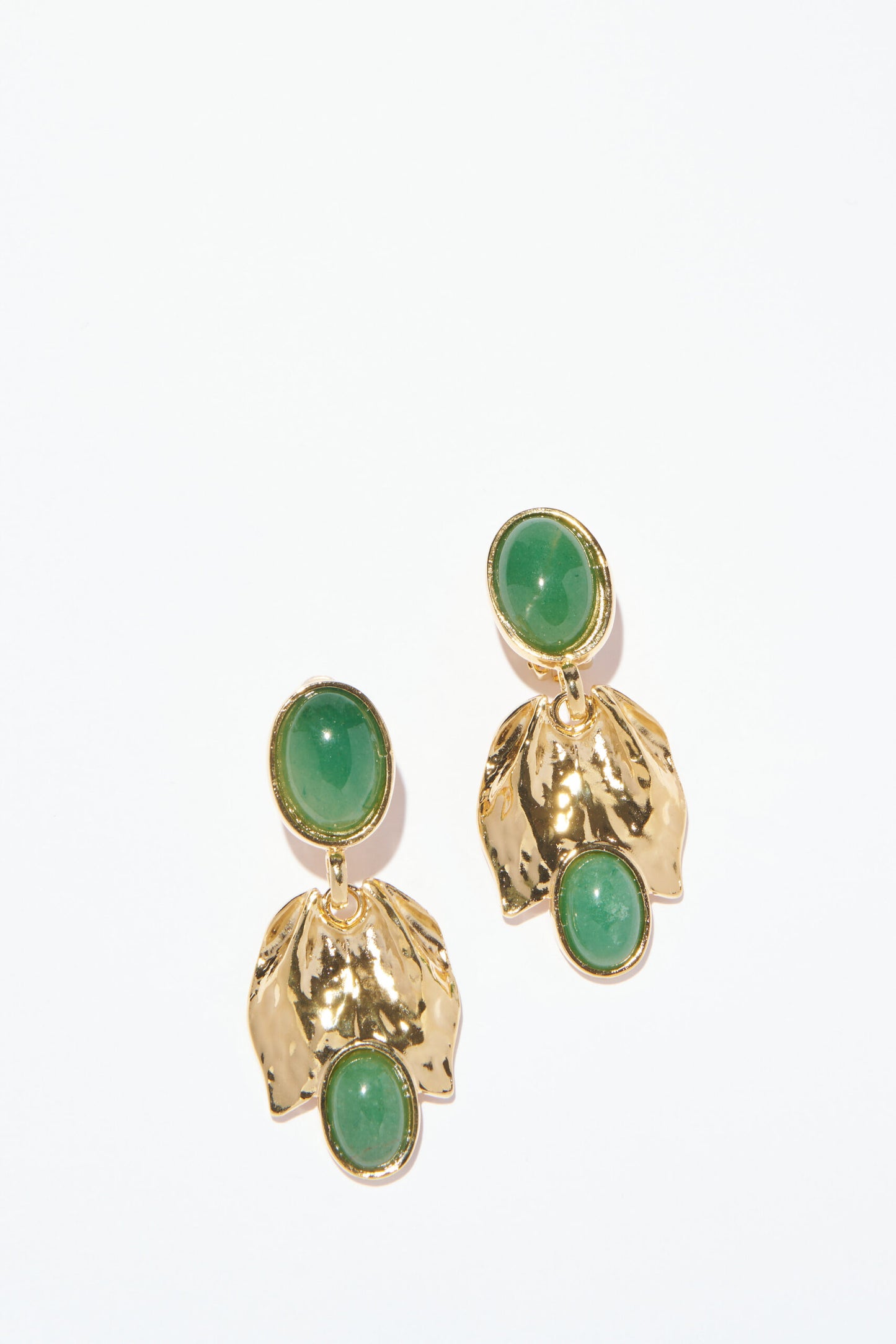Philippe Ferrandis Grace Drop Clip Earrings - Green