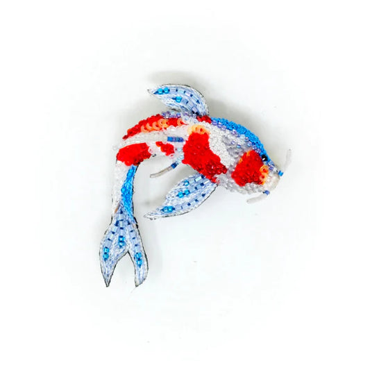 Embroidered Brooch - Kohaku Koi Fish