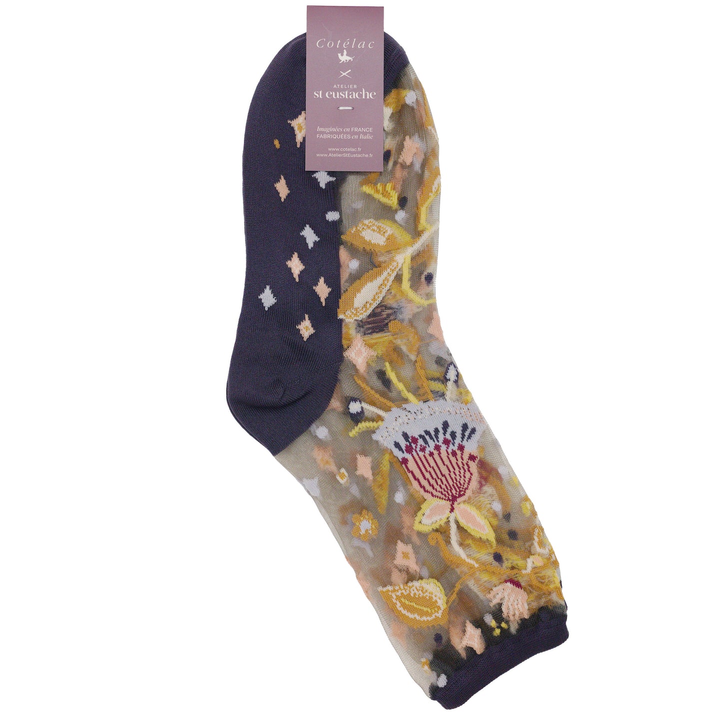 Spring Summer Socks - Floral Navy