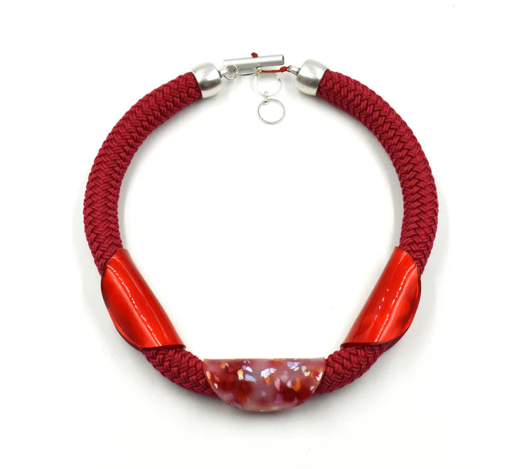 Christina Brampti Plexi/Cord Necklace - Red