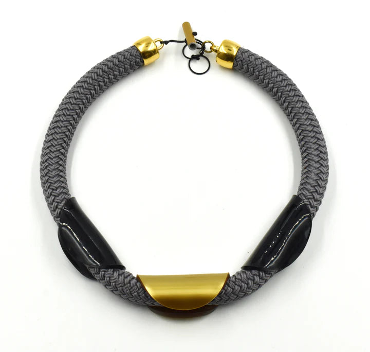 Christina Brampti Plexi/Cord Necklace - Dark Grey