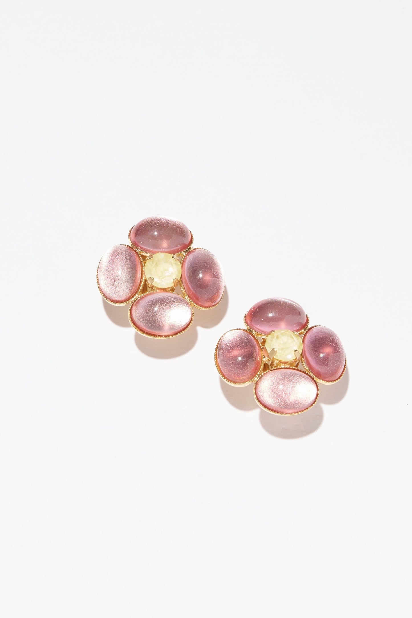 Philippe Ferrandis Flower Clip Earrings - Rose