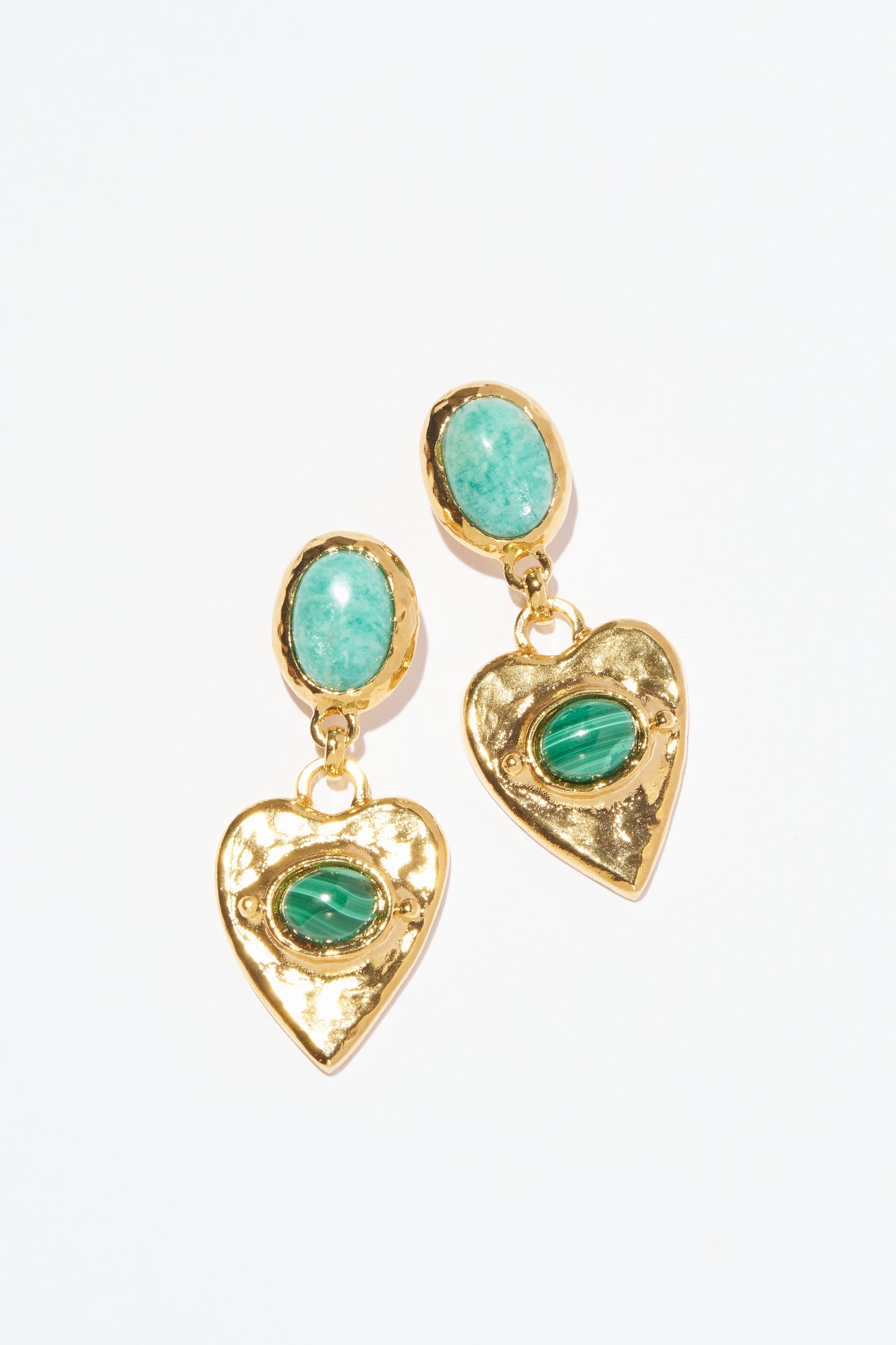 Philippe Ferrandis Gems Heart Stud Earrings - Green