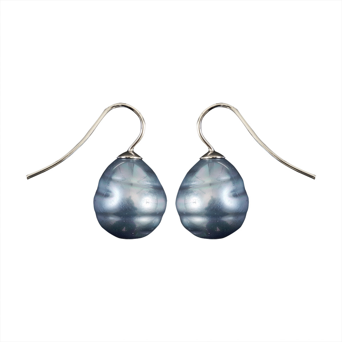 Mother of Pearl Hook Earrings - Blue/Grey S