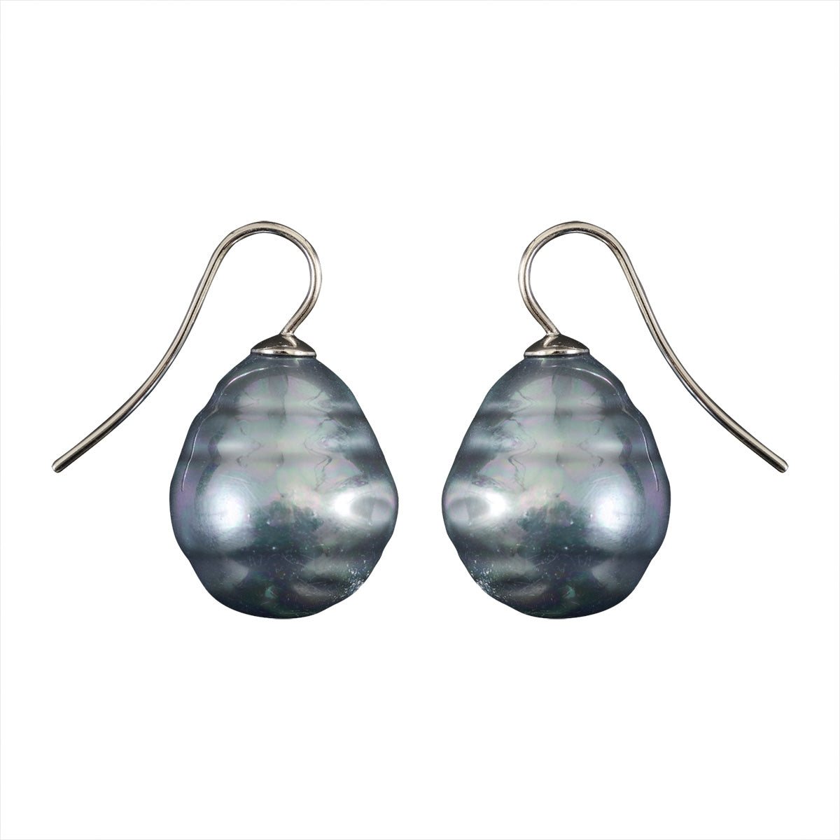 Mother of Pearl Hook Earrings - Blue/Grey L
