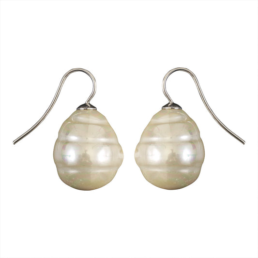 Mother of Pearl Hook Earrings - White