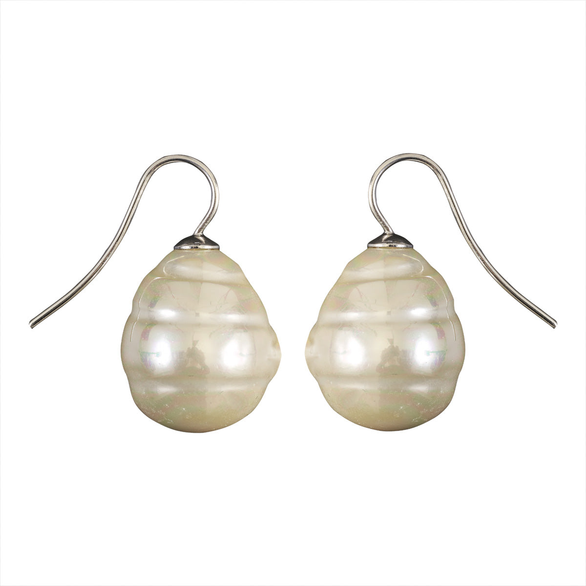 Mother of Pearl Hook Earrings - White