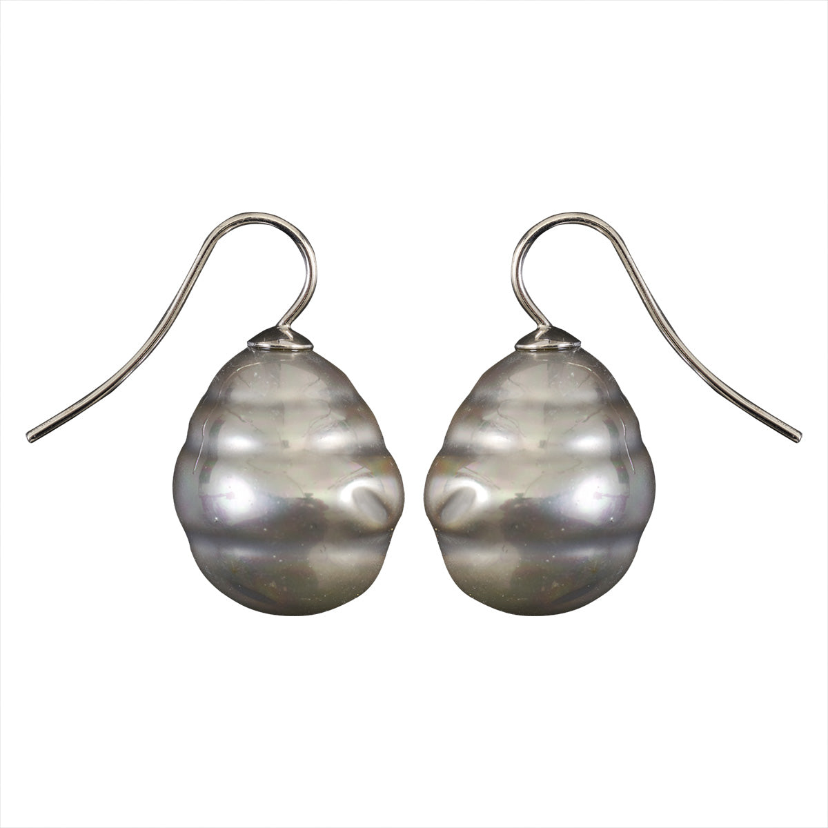 Mother of Pearl Hook Earrings - Grey L