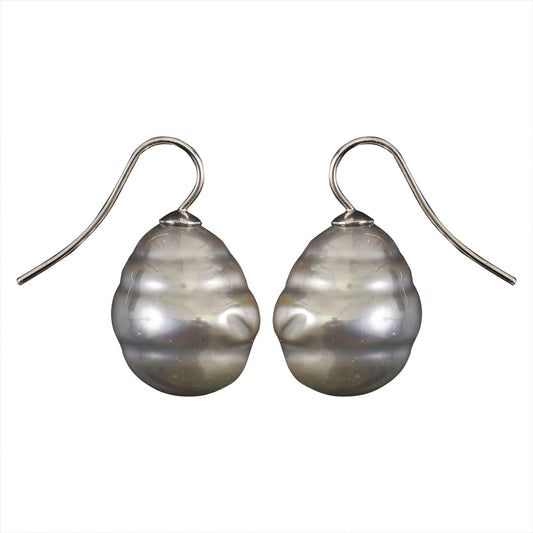 Mother of Pearl Hook Earrings - Grey