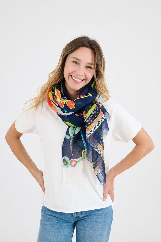 Storiatipic Linen Scarf - Alison Marine