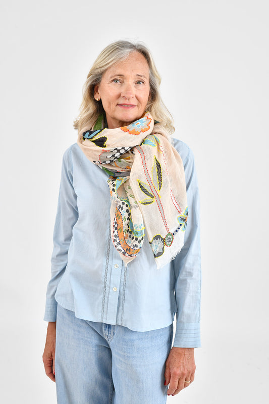 Storiatipic Linen Scarf - Alison Pale