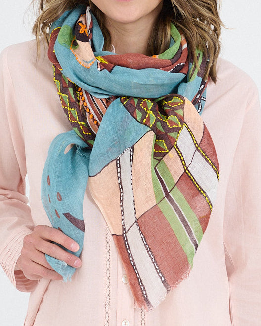 Storiatipc Linen Scarf - Amelie Blue