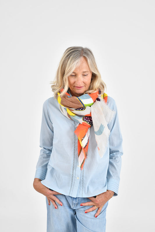 Storiatipic Linen Scarf - Amelie Coral
