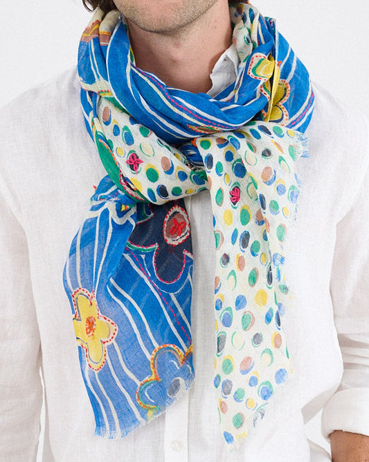 Storiatipic Linen Scarf - Anne Royal Blue