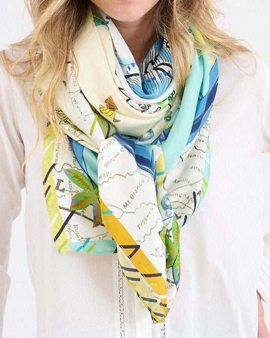 Storiatipic Silk Scarf - Dora Blue