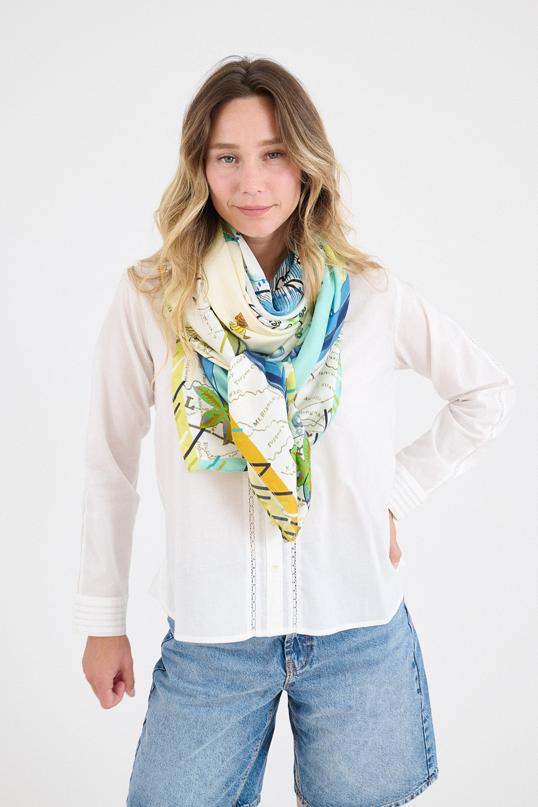 Storiatipic Silk Scarf - Dora Blue