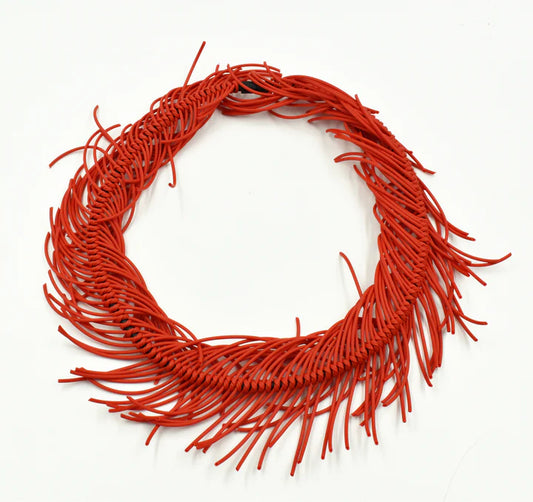 Christina Brampti Fringe Necklace - Red