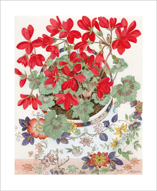 Greetings Card - Pelargonium : Angie Lewin