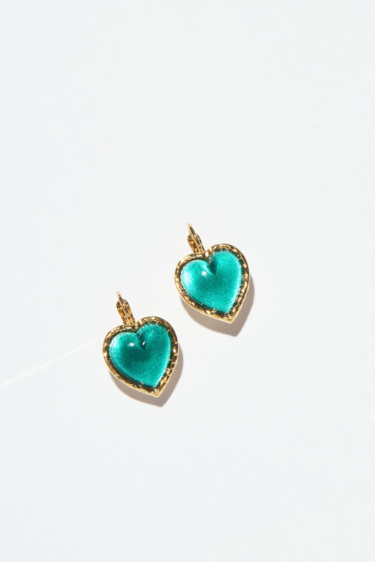 Philippe Ferrandis Lever Back Heart Earrings - Zircon