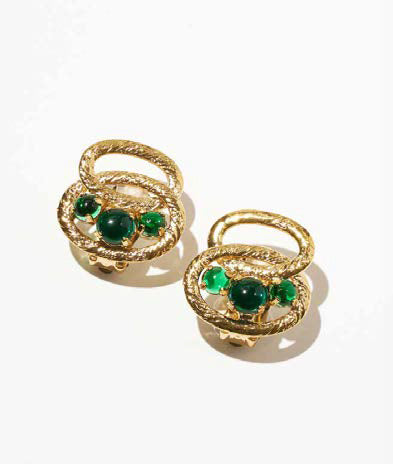 Philippe Ferrandis Renaissance Clip Earrings - Green