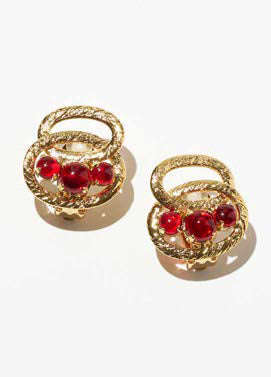 Philippe Ferrandis Renaissance Clip Earrings - Red