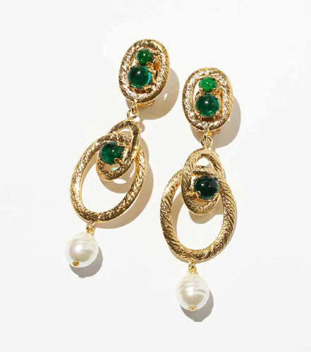 Philippe Ferrandis Renaissance Drop Earrings - Green