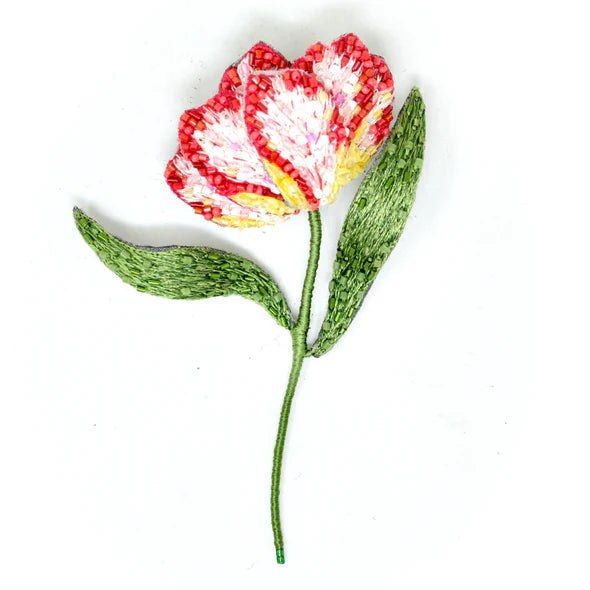 Embroidered Brooch - Estella Parrot Tulip
