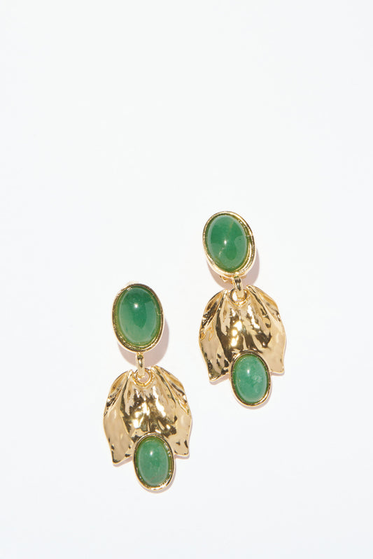 Philippe Ferrandis Grace Drop Clip Earrings - Green