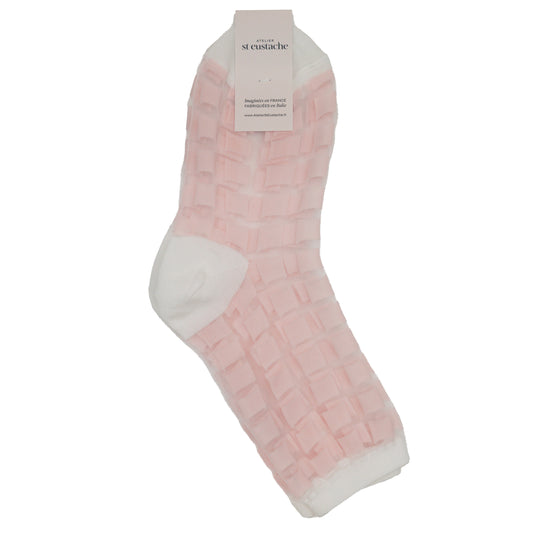 Spring Summer Sock - Pink Squares