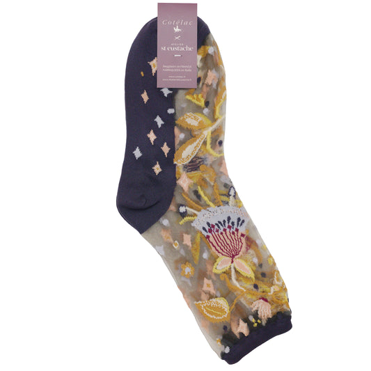 Spring Summer Socks - Floral Navy