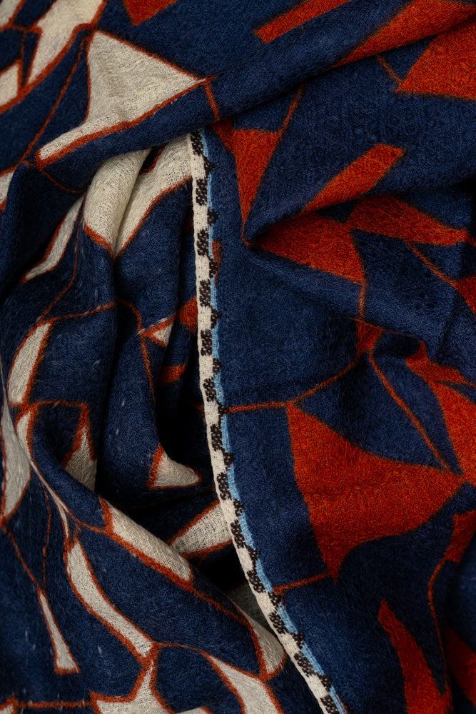 Épice Design Paris Geometric Wool Scarf - Indigo