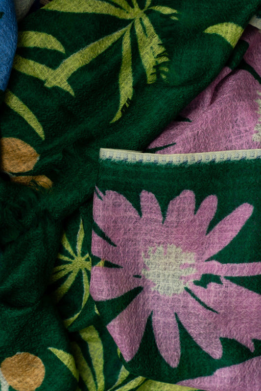 Épice Design Paris Wool Scarf - Emerald Flower