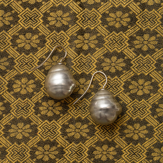 Mother of Pearl Hook Earrings - Grey