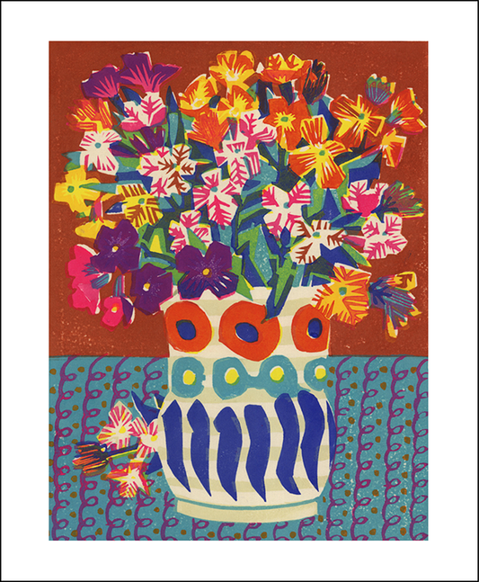 Greetings Card - Wallflowers in a Charlestone Vase : Matt Underwood