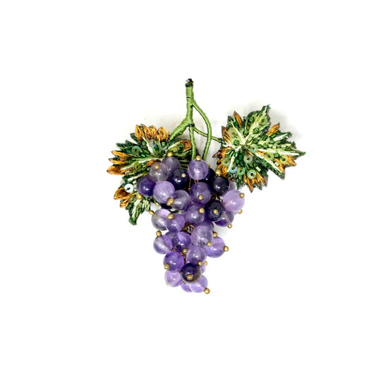 Embroidered Brooch - Malbec Grapes