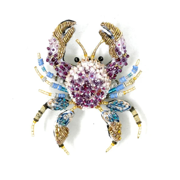 Embroidered Brooch - Pink Forest Crab