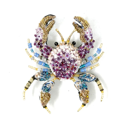 Embroidered Brooch - Pink Forest Crab