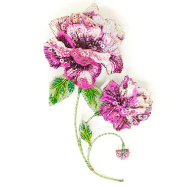 Embroidered Brooch - Purple Peony