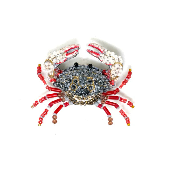 Embroidered Brooch - Red Clawed Crab