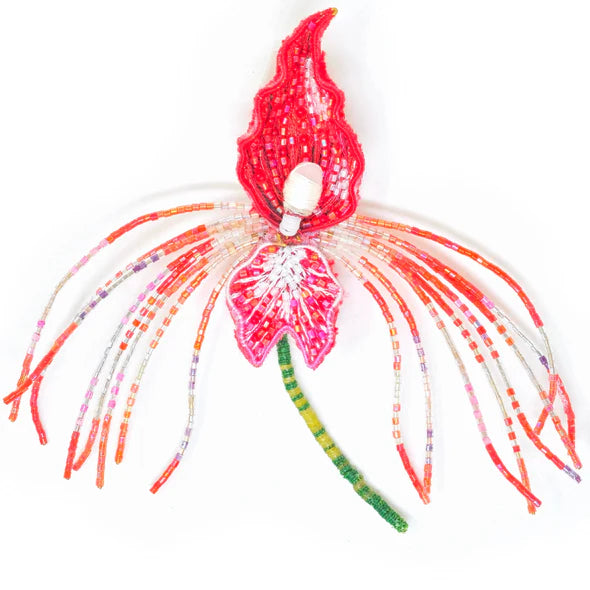 Embroidered Brooch - Red Dragon Orchid