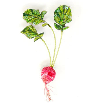 Embroidered Brooch - Red Radish