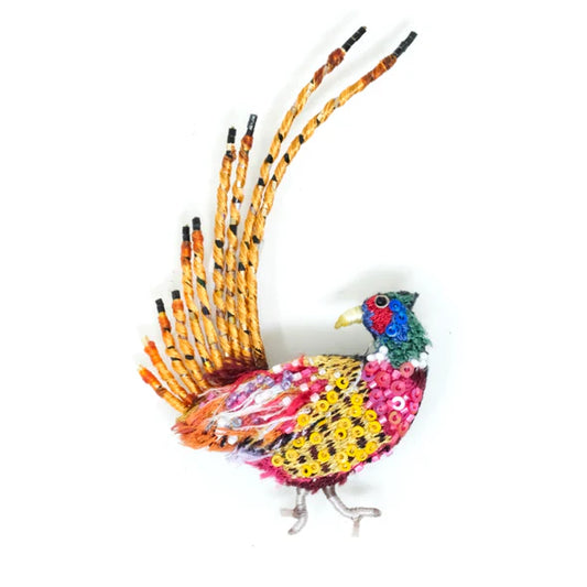 Embroidered Brooch - Ring Necked Pheasant