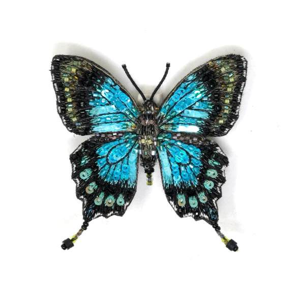Embroidered Brooch - Sea Green Swallowtail