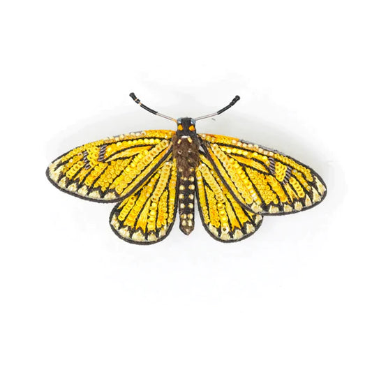 Embroidered Brooch - Yellow Coster Butterfly