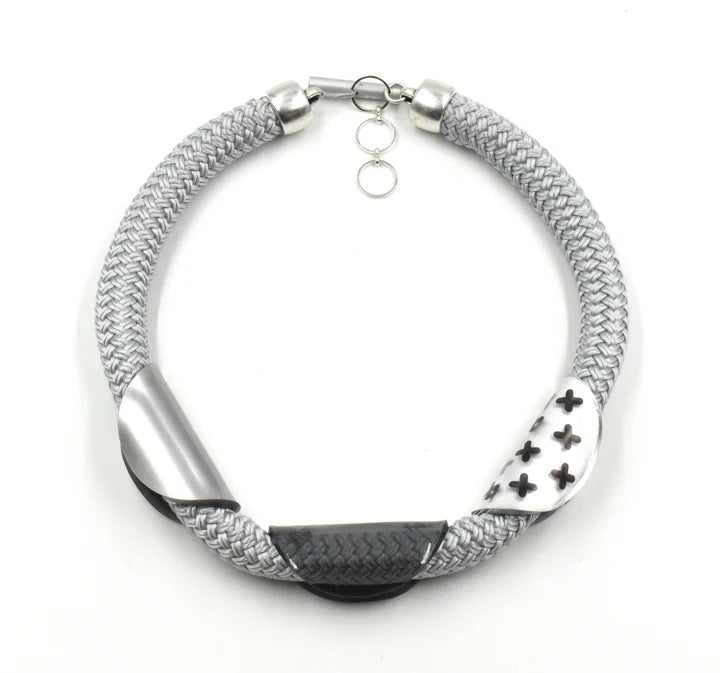 Christina Brampti Plexi/Cord Necklace - Silver Grey